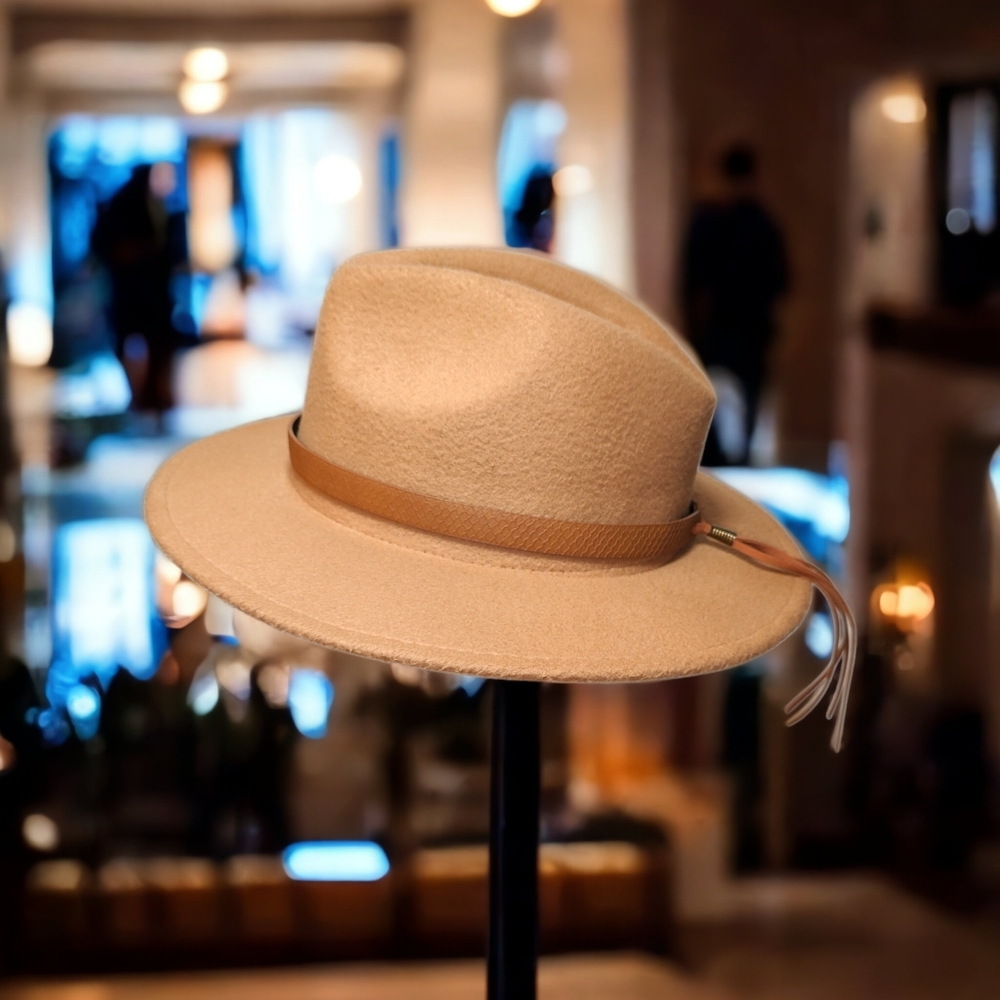 Unisex Felt Wide Brim Fedora Hat - Picture 5 of 9